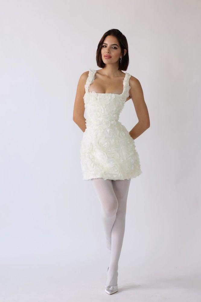 Textured Floral Mini Dress