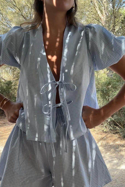 Plaid Lace-Up Set