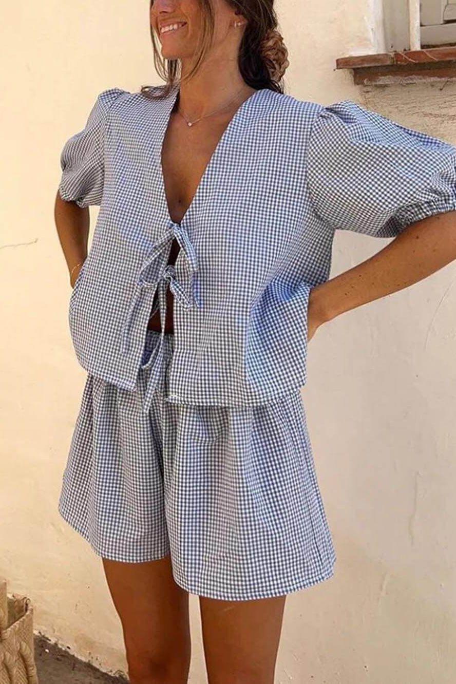Plaid Lace-Up Set