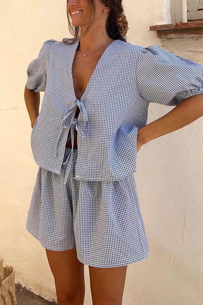 Plaid Lace-Up Set