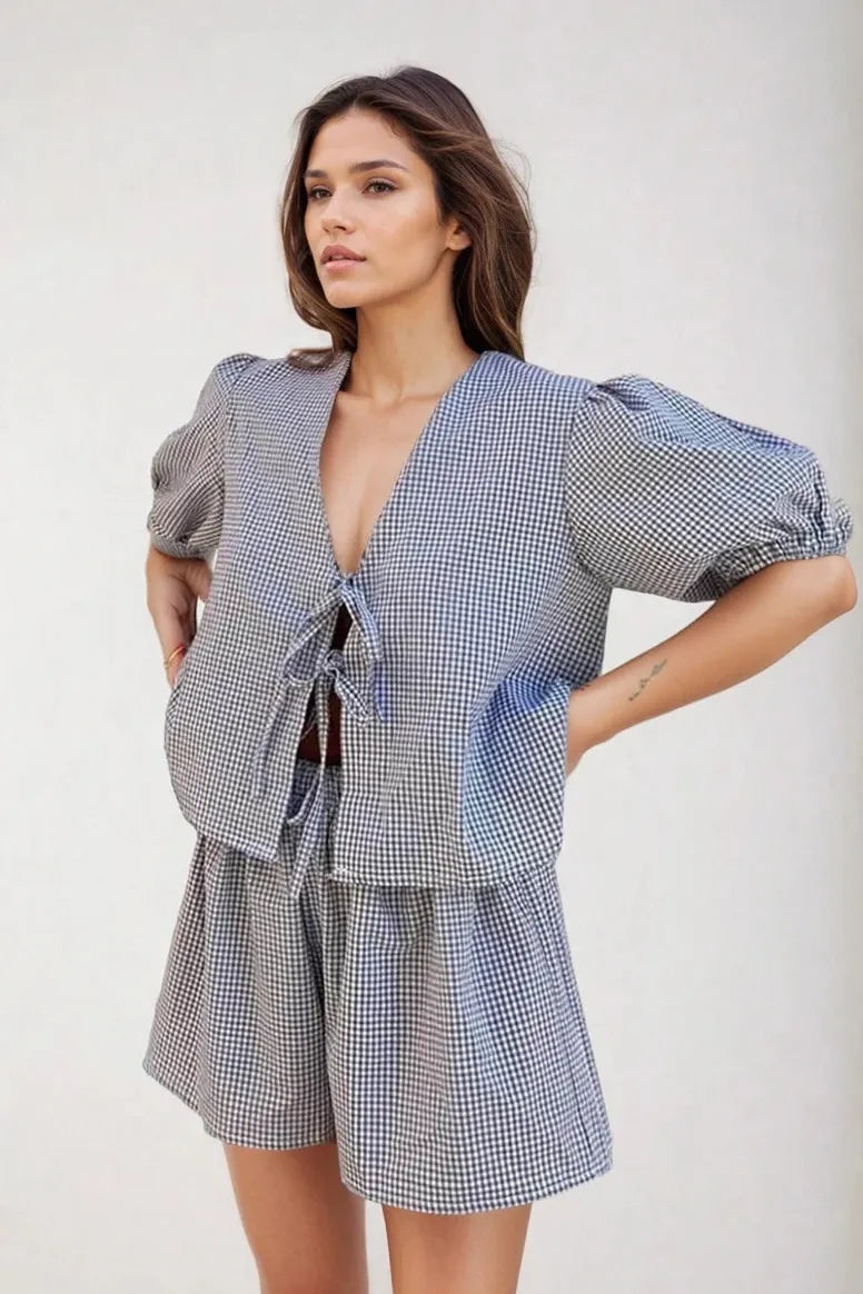 Plaid Lace-Up Set