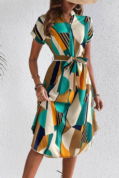Abstract Print Midi Dress