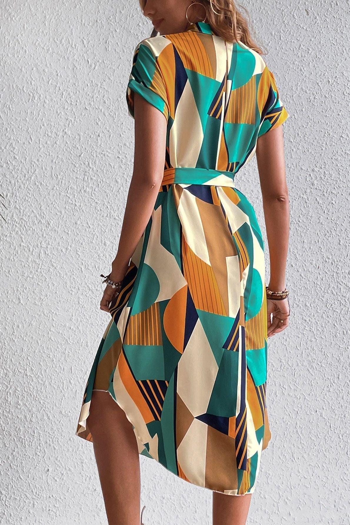 Abstract Print Midi Dress