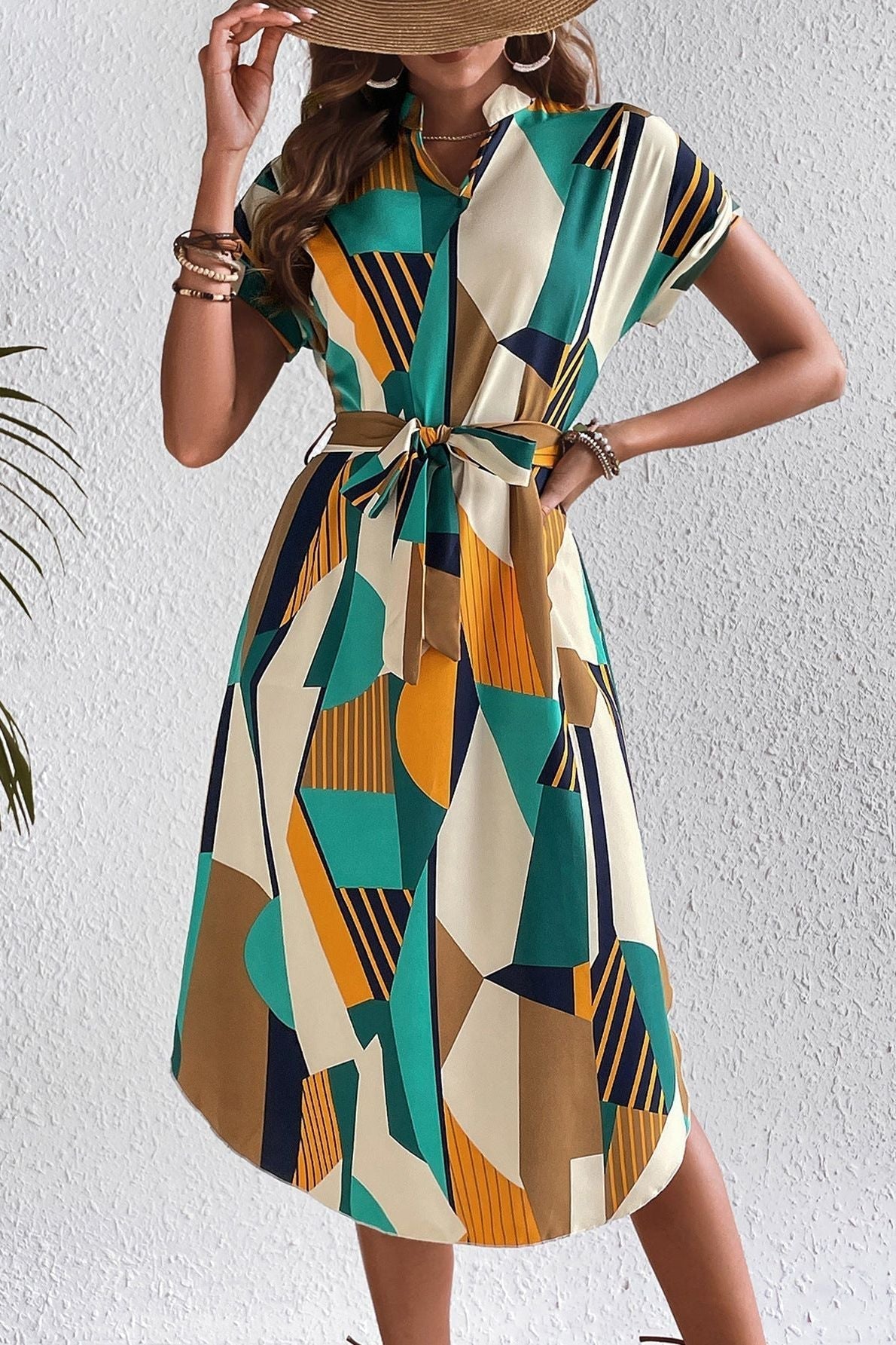 Abstract Print Midi Dress