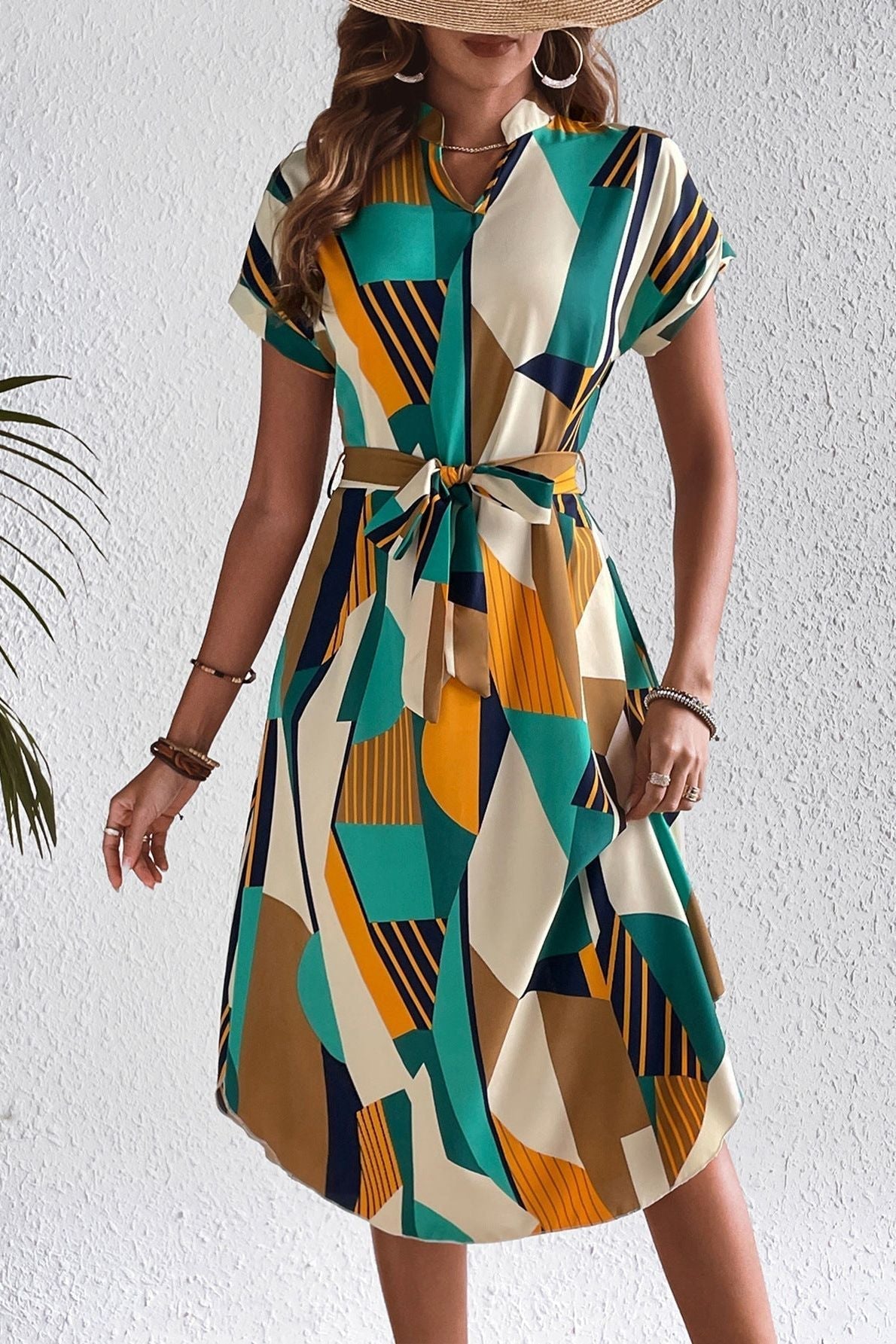 Abstract Print Midi Dress