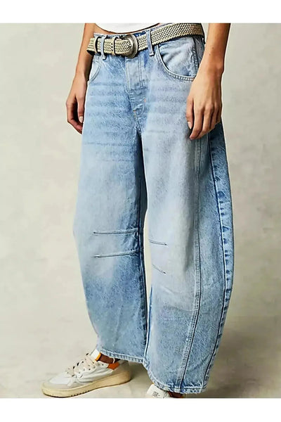 Leopard Print Barrel Jeans