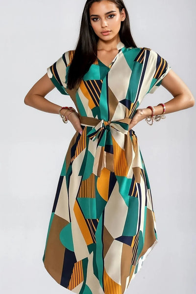 Abstract Print Midi Dress