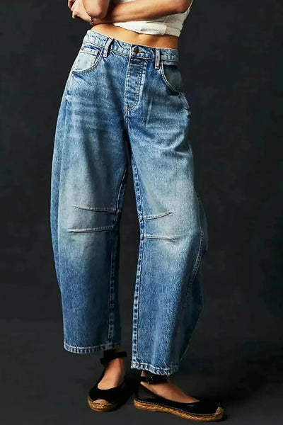 Leopard Print Barrel Jeans