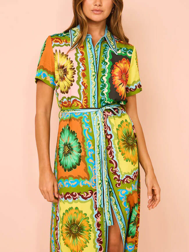 Vintage Petal Shirt Dress
