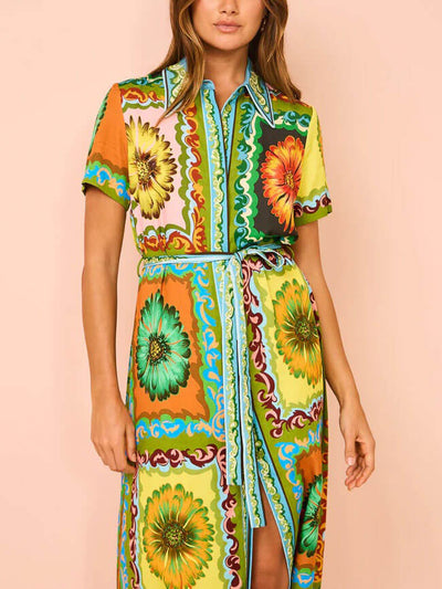 Vintage Petal Shirt Dress