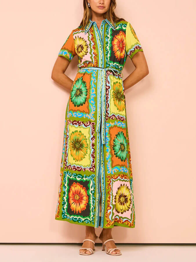 Vintage Petal Shirt Dress