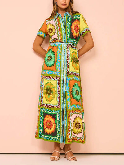 Vintage Petal Shirt Dress