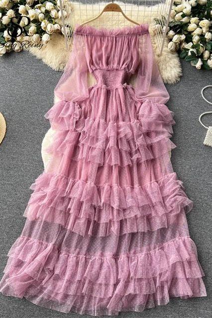 Off-Shoulder Ruffle Maxi Dress
