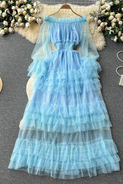 Off-Shoulder Ruffle Maxi Dress