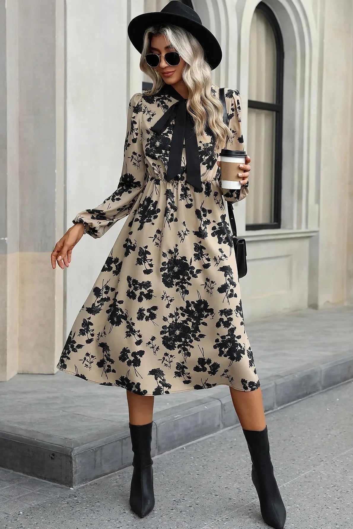 A-Line Bow-Detail Midi Dress